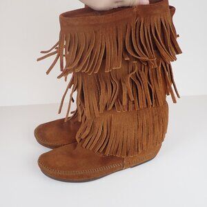 Minnetonka Brown Fringe Boots